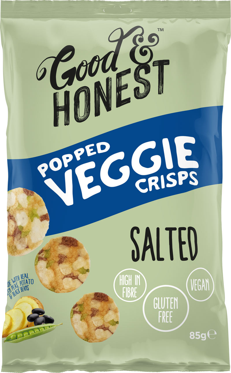 Good & Honest Pack of 8 x 85g Chips Veggie Green Pea & Black Bean Salt