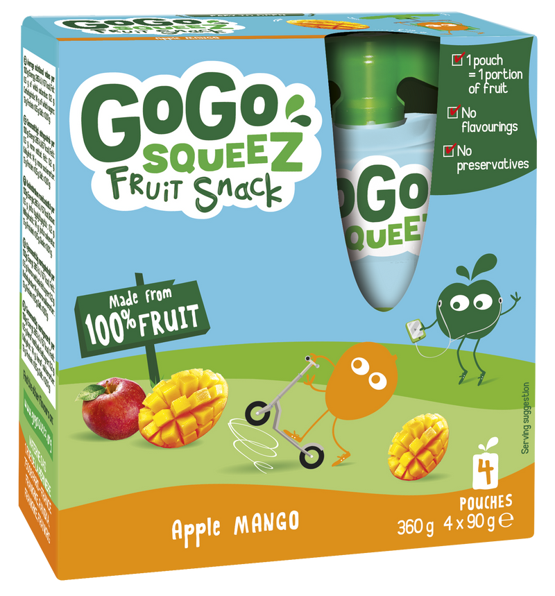 GoGo SqueeZ Pack of 5 x 4 x 90g Mango