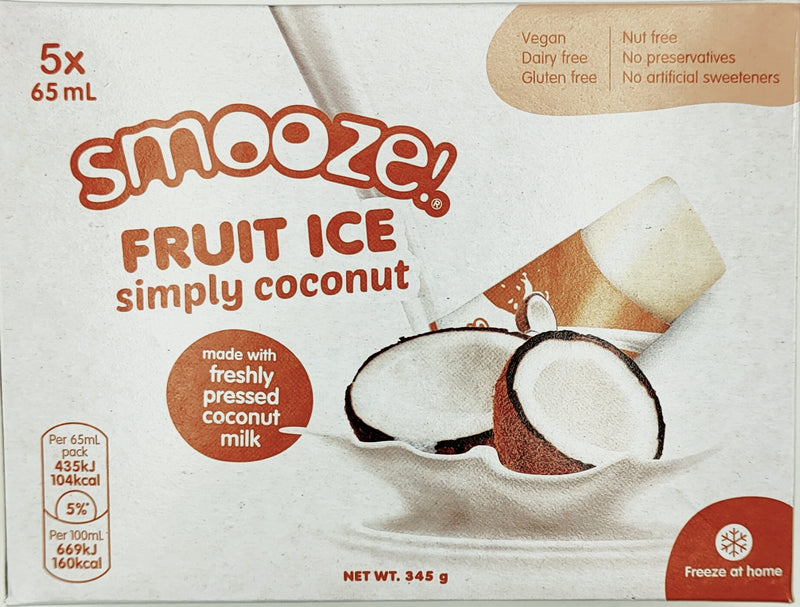 Smooze Ice Lollies Simply Coconut 5 x 65ml **Exp 28/04 **