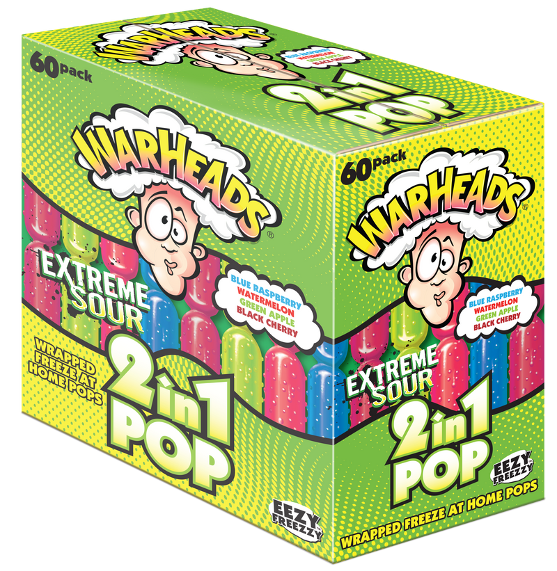 Warheads 2 in 1 Extreme Sour Ice Pops 75ml - 60 Pack