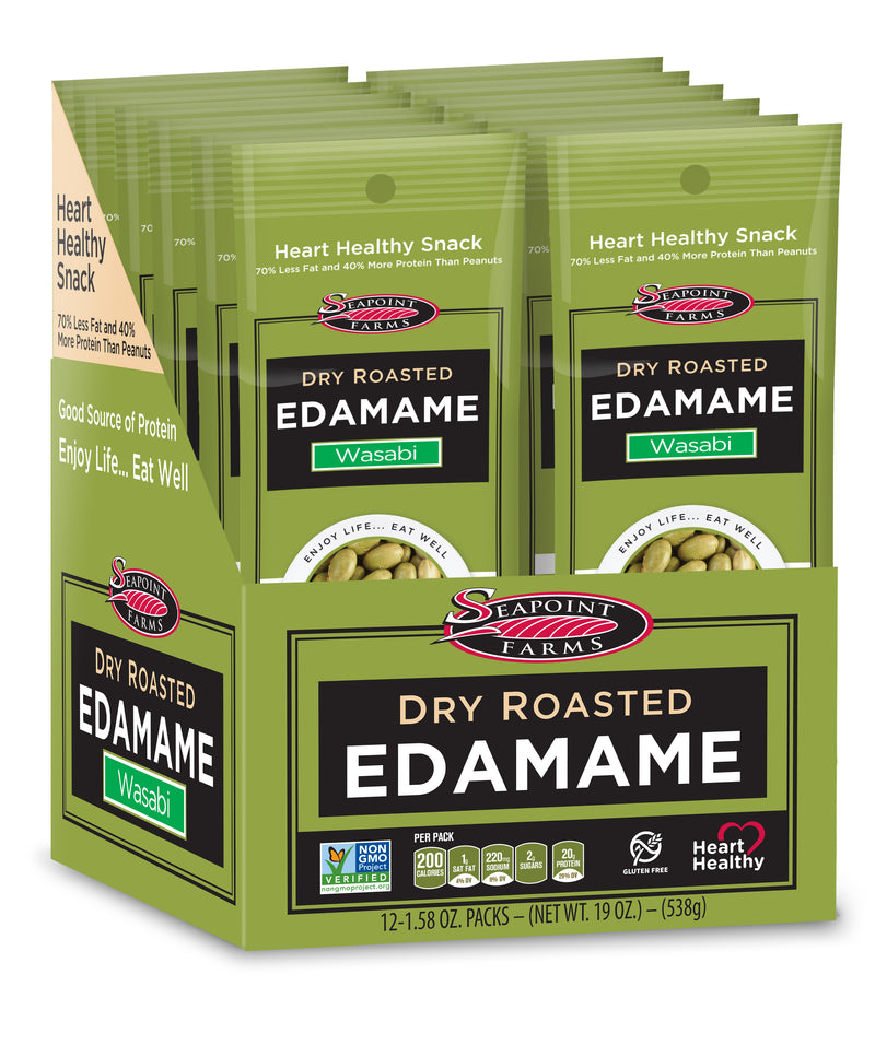 Seapoint Pack of 12 x 45g Dry Roasted Edamame Wasabi NK **Expires 09/05/2025**