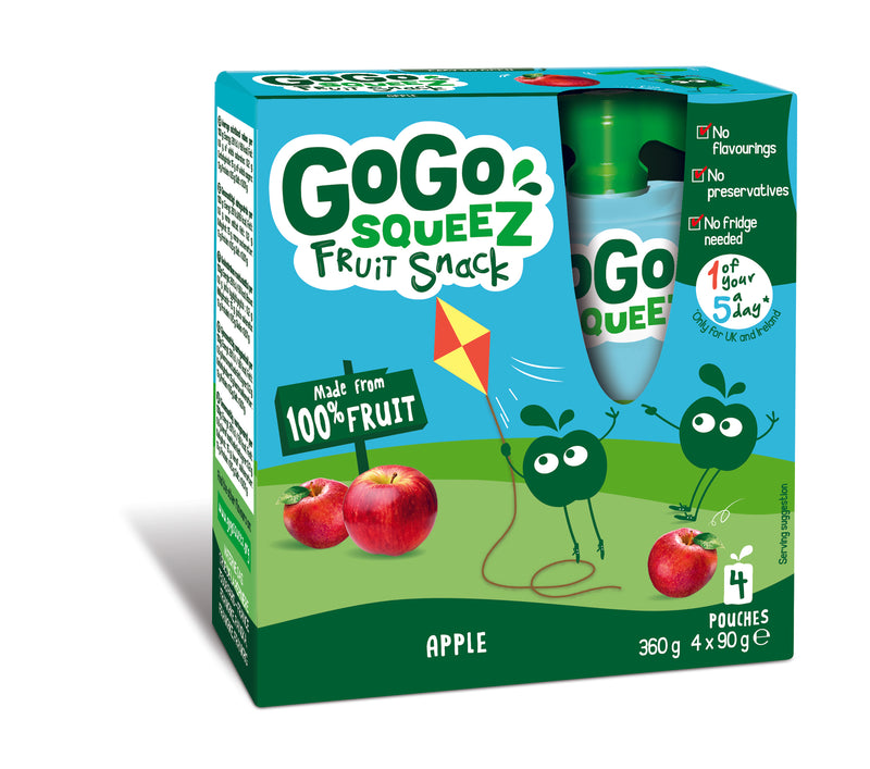 GoGo SqueeZ Pack of 5 x 4 x 90g Apple