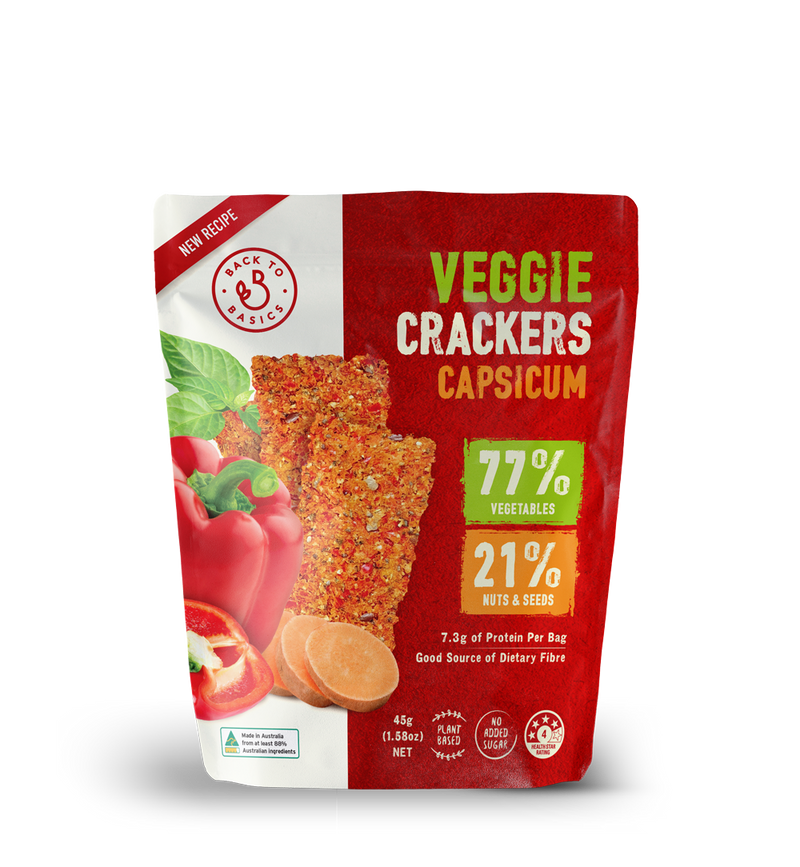 Back to Basics Veggie Crackers Capsicum Sweet Potato 45g ** Exp 25/06**
