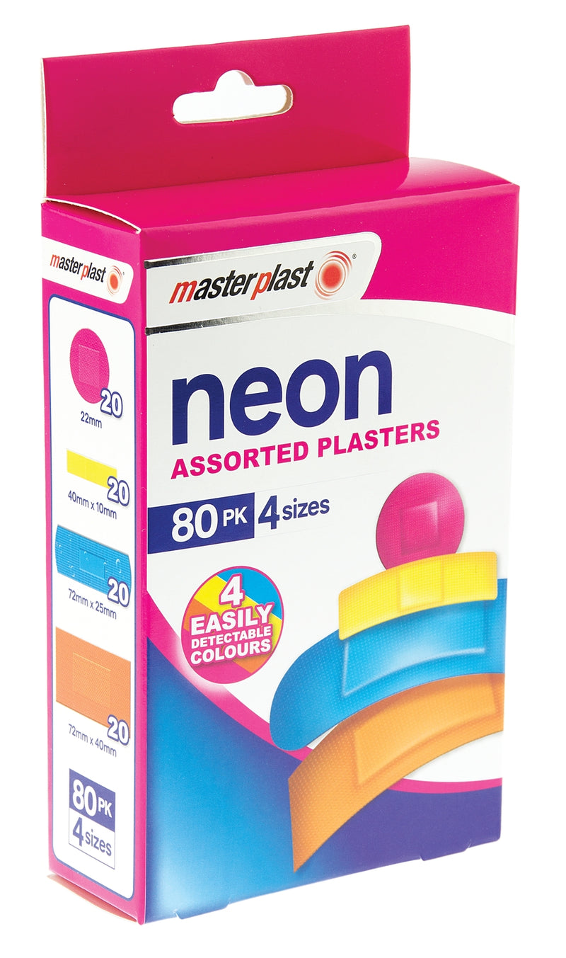 Masterplast Pack of 24 - Neon Plasters 80Pk