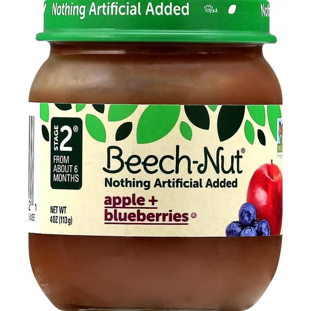 Beech Nut Pack of 10 x 113g Apple & Blueberries Puree