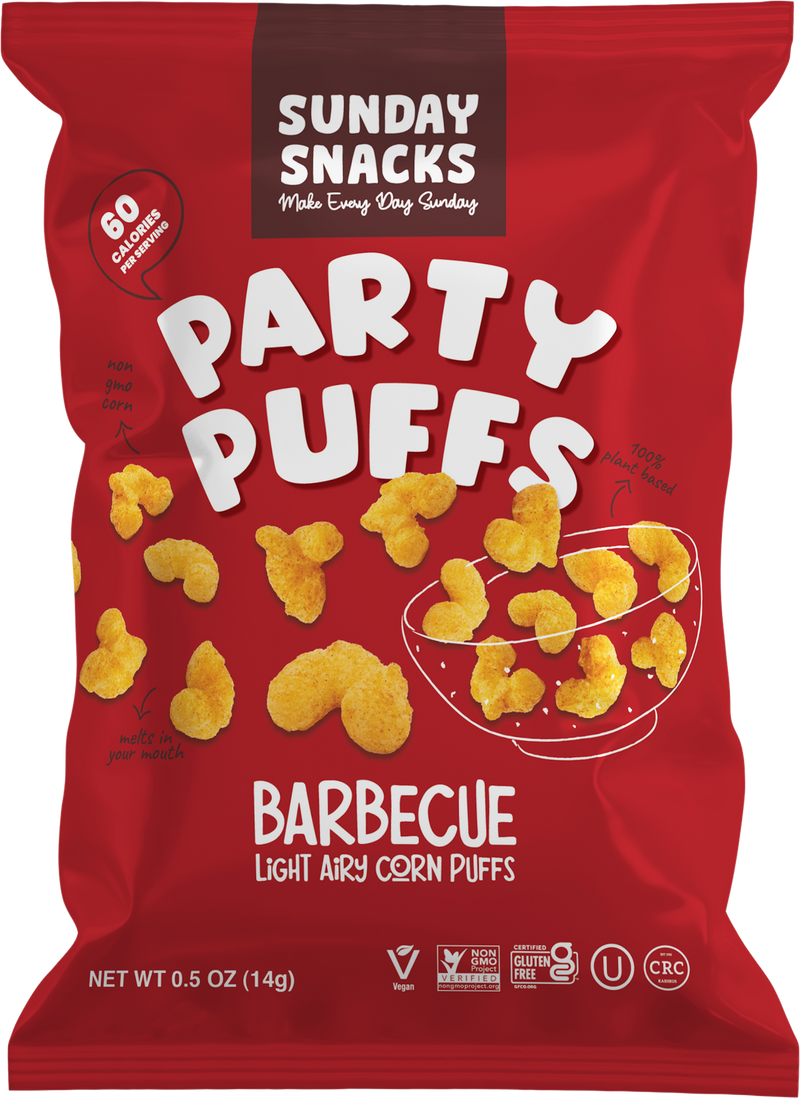 Sunday Snacks Party Puffs Barbecue SMALL 14g (0.5oz) ** Exp 29/05**