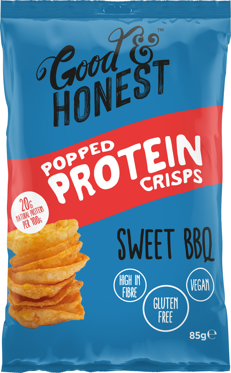 Good & Honest Pack of 8 x 85g Chips Protein Sweet BBQ