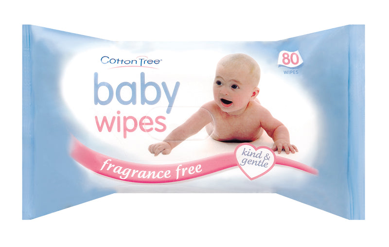 Cotton Tree Baby Wipes Pack of 12 x (80 wipes) Fragrance Free