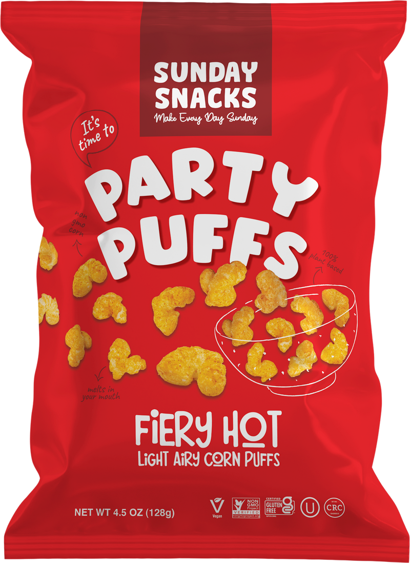 Sunday Snacks Party Puffs Fiery Hot 128g (4.5oz) **Exp 29/05**
