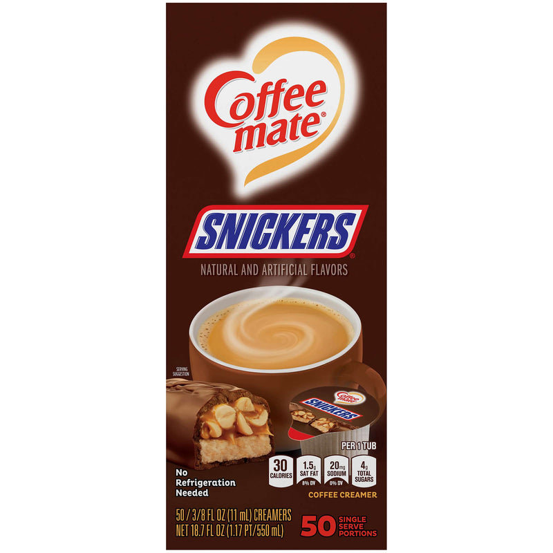 Coffee Mate Liquid Snickers Single Serve Creamer  50 x 11ml