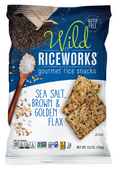 Riceworks Wild Sea Salt & Flax Rice Snacks 155g