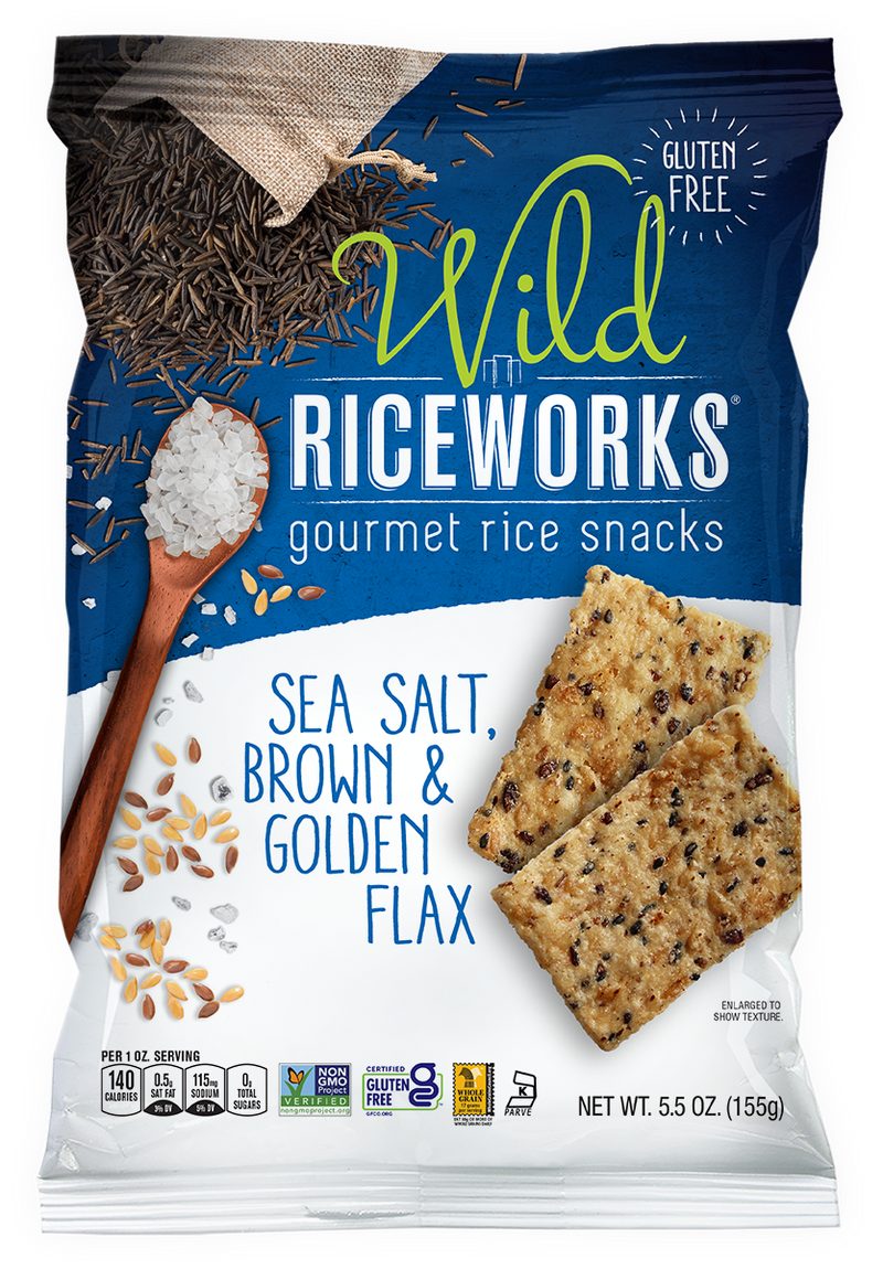 Riceworks Wild Sea Salt & Flax Rice Snacks 155g
