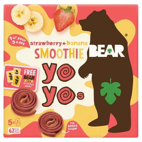 Bear Yoyo Pack of 6 x 5 x 20g Strawberry Banana Smoothie **Expired 31/03/2025**