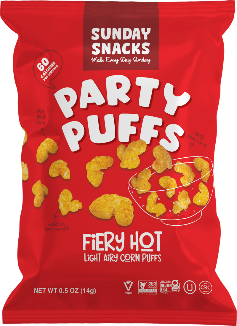Sunday Snacks Party Puffs Flaming Hot SMALL 14g (0.5oz)