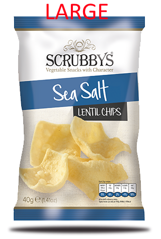 Scrubbys Pack of 10 x 100g LARGE Lentil Sea Salt Chips NK
