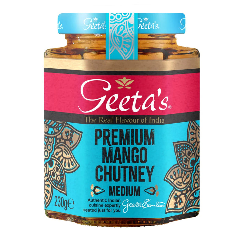 Geetas Pack of 6 x 230g Premium Mango Chutney Medium