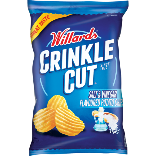 Willards Crinkle Cut Salt & Vinegar Chips 120g