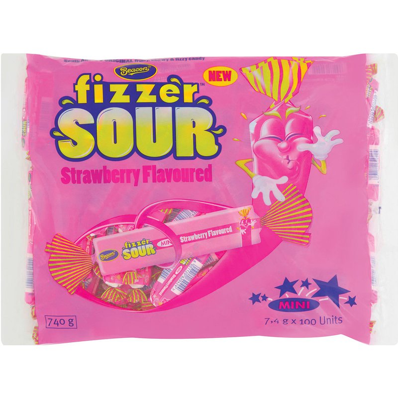 Beacon Fizzer Mini Sour Strawberry 100s **Exp 22/05 **